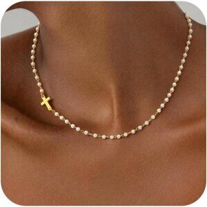 Women's 3-gold 14k Gold Plated Cross Choker Minimalist Simple Dainty Necklaces